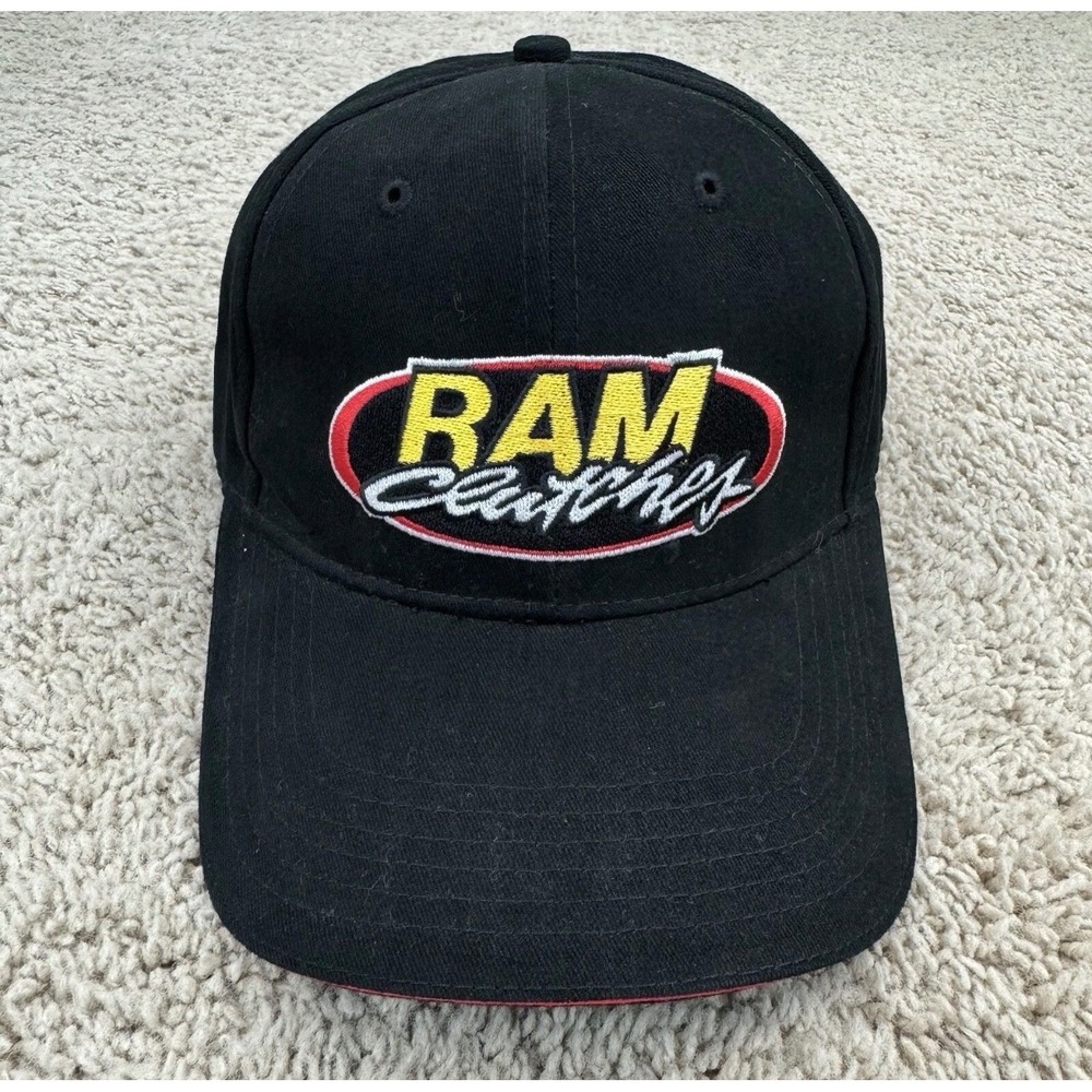 RAM Clutches Hat‎ Racing Black Embroidered Yellow Logo Strapback Baseball Cap